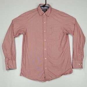 DH3 Shirt Men's Small Button Down Long Sleeve 100% Cotton Off Red Office Preppy